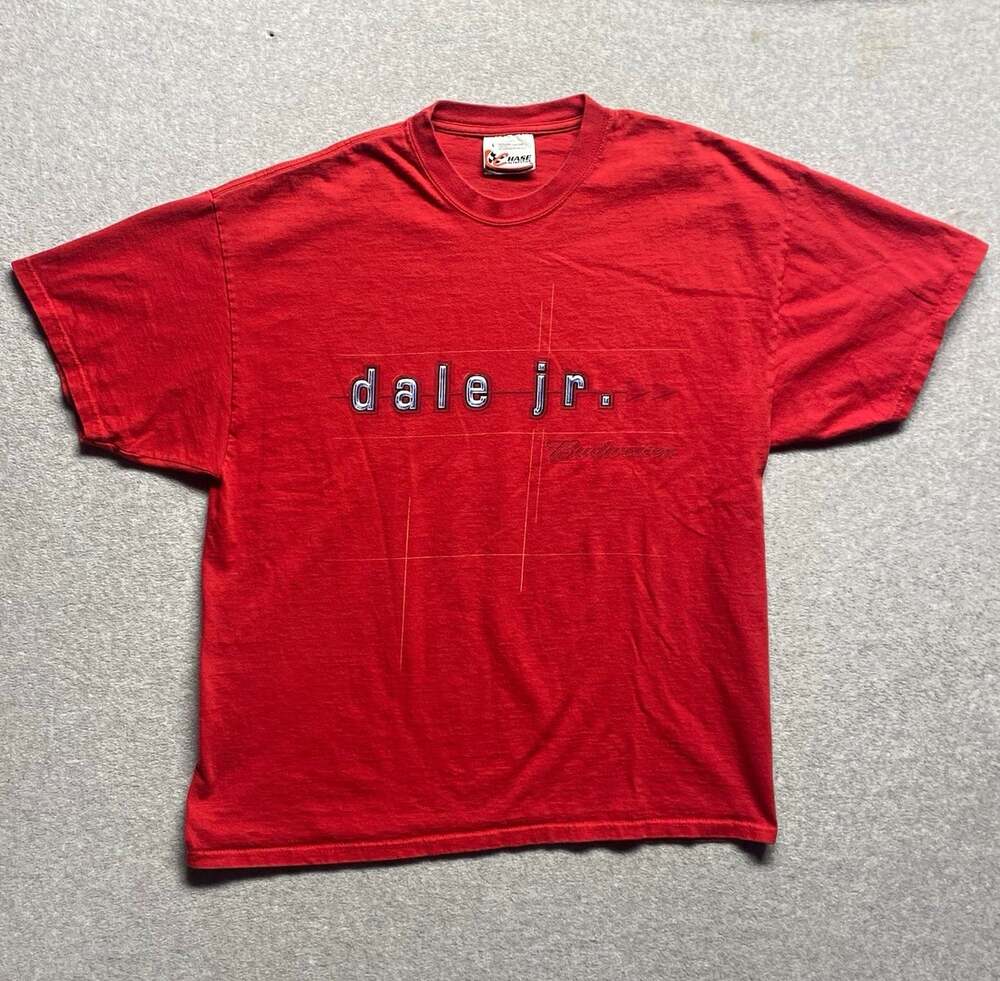 Vintage Dale Earnhardt Jr T Shirt Mens LG Chase Authentics Budweiser Red NASCAR